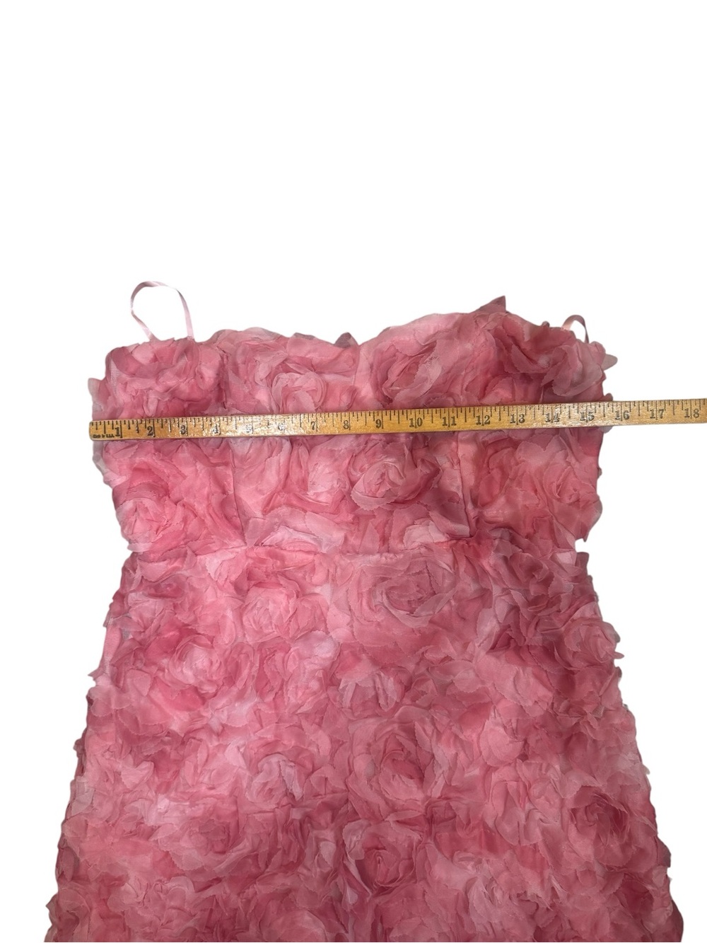 Selfie Leslie In Paris Pink 3D Rosette Strapless Mini Dress US XL AU 14 NWT - Picture 3 of 10